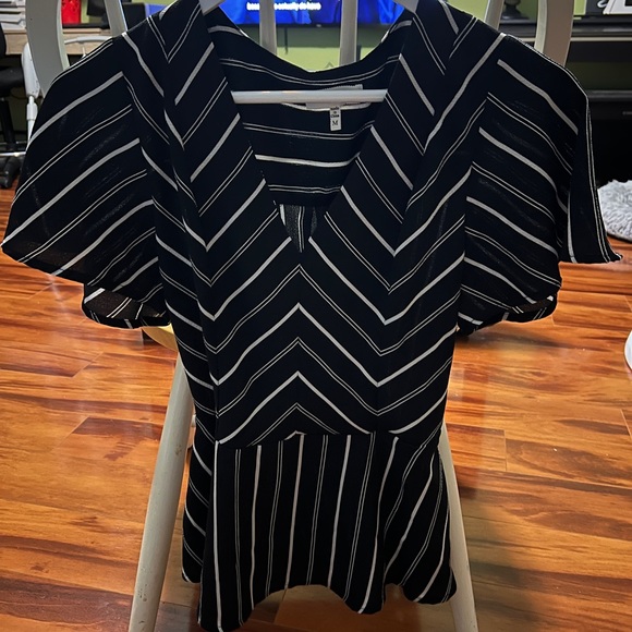 Monteau Stripped Black & White Dressy Top - Picture 1 of 3